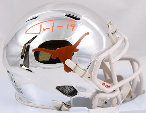 Justin Tucker Autographed Texas Longhorns Chrome Speed Mini Helmet - Beckett W Hologram *Orange Image 1
