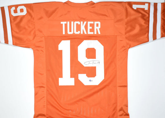 Justin Tucker Autographed Orange College Style Jersey- Beckett W Hologram *Black Image 1