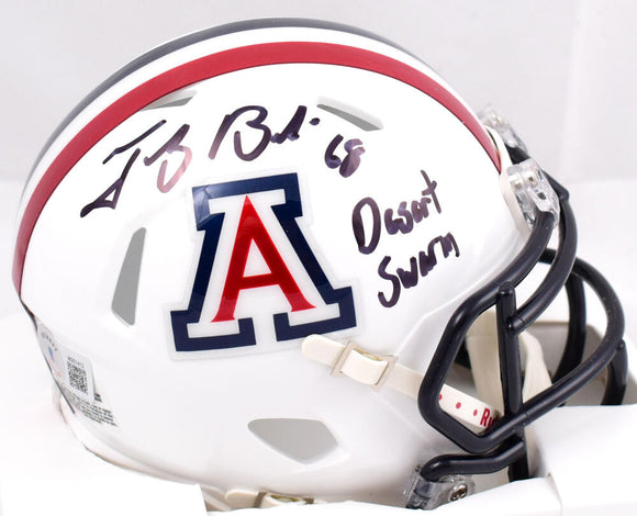 Tedy Bruschi Autographed Arizona Speed Mini Helmet w/Desert Swarm-Beckett W Hologram *Black Image 1