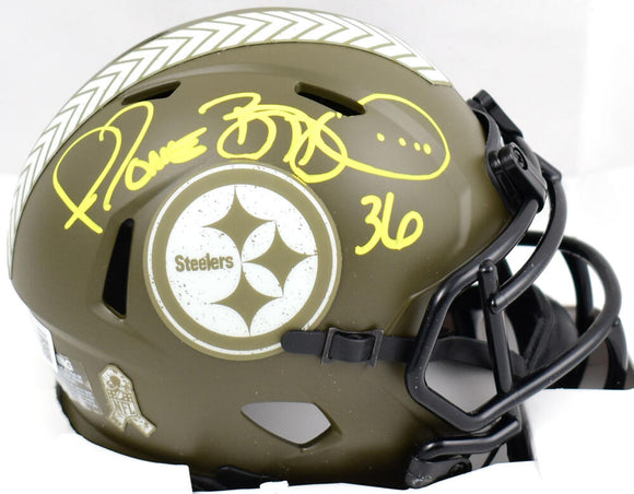 Jerome Bettis Autographed Steelers Salute to Service Speed Mini Helmet-Beckett W Hologram *Yellow Image 1