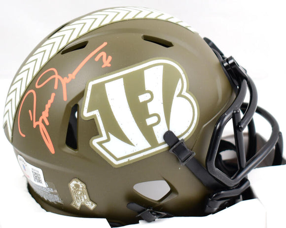 Boomer Esiason Autographed Cincinnati Bengals Salute to Service Speed Mini Helmet-Beckett W Hologram *Orange Image 1