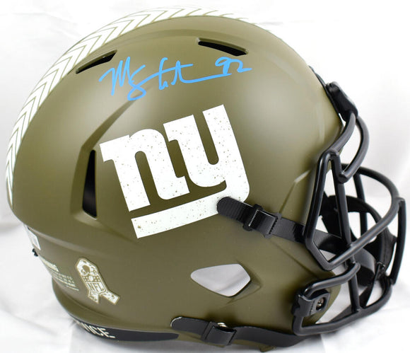 Michael Strahan Autographed New York Giants F/S Salute to Service Speed Helmet-Beckett W Hologram *Blue Image 1