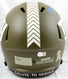 Michael Strahan Autographed New York Giants F/S Salute to Service Speed Helmet-Beckett W Hologram *Blue Image 3