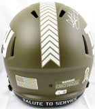 Michael Strahan Autographed New York Giants F/S Salute to Service Speed Helmet-Beckett W Hologram *White Image 3