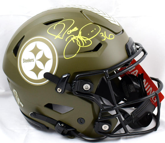 Jerome Bettis Autographed Pittsburgh Steelers F/S Salute to Service Speed Flex Helmet-Beckett W Hologram *Yellow Image 1