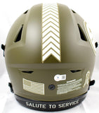 Jerome Bettis Autographed Pittsburgh Steelers F/S Salute to Service Speed Flex Helmet-Beckett W Hologram *Yellow Image 3