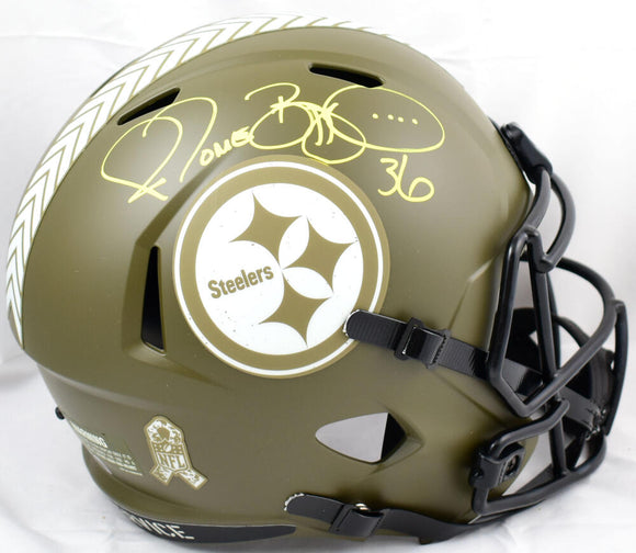 Jerome Bettis Autographed Pittsburgh Steelers F/S Salute to Service Speed Helmet -Beckett W Hologram *Yellow Image 1