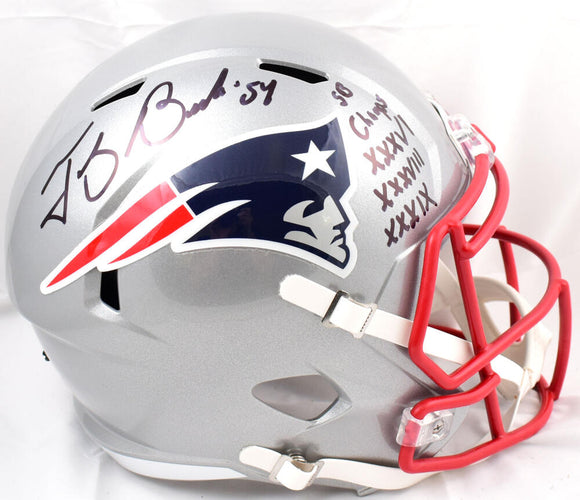 Tedy Bruschi Signed New England Patriots F/S Speed Helmet w/3x SB Champs-Beckett W Hologram *Black Image 1
