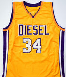 Shaquille O'Neal Autographed Gold Los Angeles Pro Style Stat Jersey - Beckett W Hologram *Black Image 3