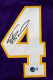 Shaquille O'Neal Autographed Purple Los Angeles Pro Style Stat Jersey - Beckett W Hologram *Black Image 2