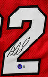 Shaquille O'Neal Autographed Red Miami Pro Style Stat Jersey - Beckett W Hologram *Black Image 2
