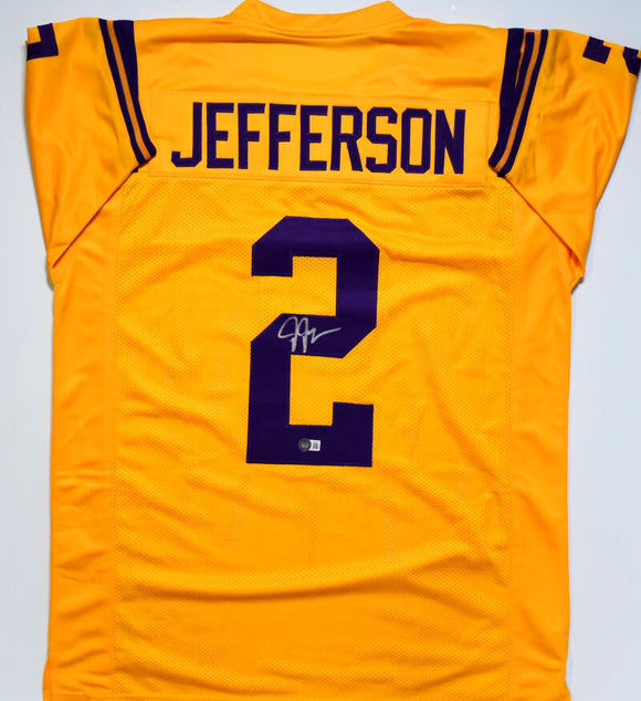 Justin Jefferson Autographed Gold College Style Jersey-Beckett W Hologram *Silver Image 1