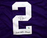 Justin Jefferson Autographed Purple College Style Jersey w/Natl Champs - Beckett W Hologram *Black Image 2
