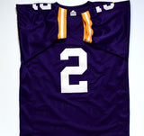 Justin Jefferson Autographed Purple College Style Jersey w/Natl Champs - Beckett W Hologram *Black Image 3