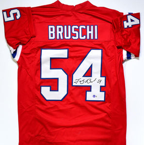 Tedy Bruschi Autographed/Signed Pro Style White XL Jersey Beckett