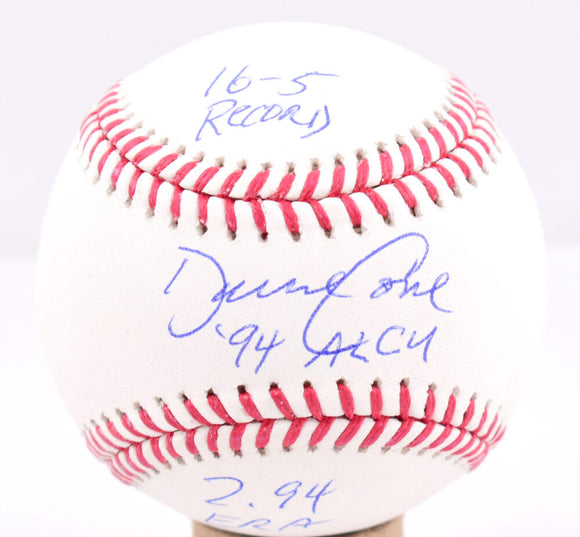 David Cone Autographed Rawlings OML Baseball w/ 3 Stats - Beckett W Hologram *Blue Image 1