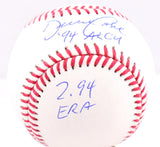 David Cone Autographed Rawlings OML Baseball w/ 3 Stats - Beckett W Hologram *Blue Image 2