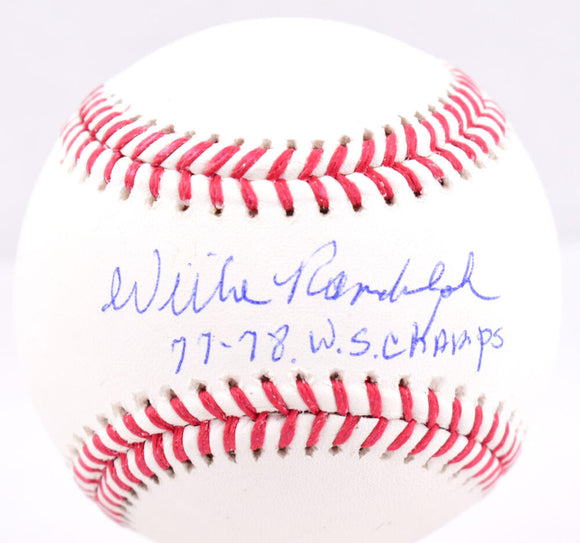 Willie Randolph Autographed Rawlings OML Baseball w/77,78 WS Champs- Beckett W Hologram *Blue Image 1