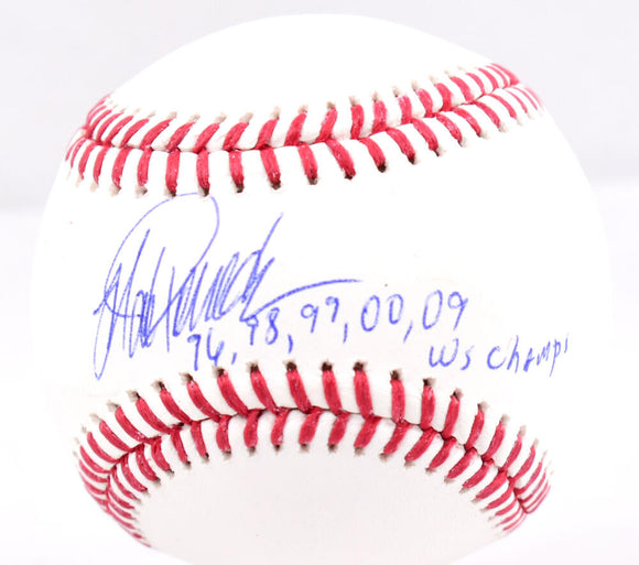 Jorge Posada Autographed Rawlings OML Baseball w/96,98,00,09 WS Champs- Beckett W Hologram *Blue Image 1