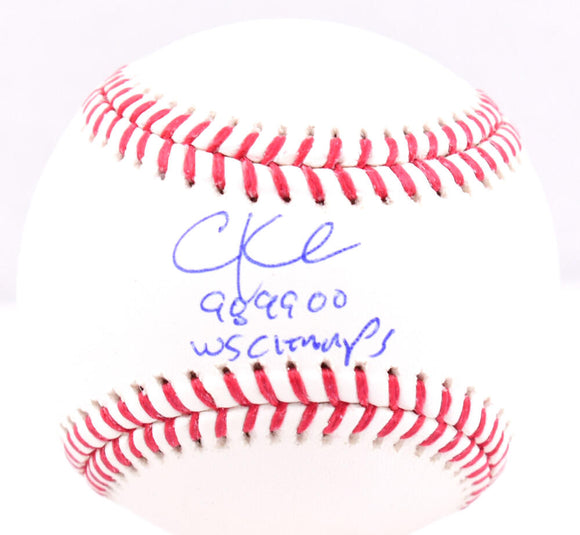 Chuck Knoblauch Autographed Rawlings OML Baseball w/ 98,99,00 WS Champs- Beckett W Hologram *Blue Image 1