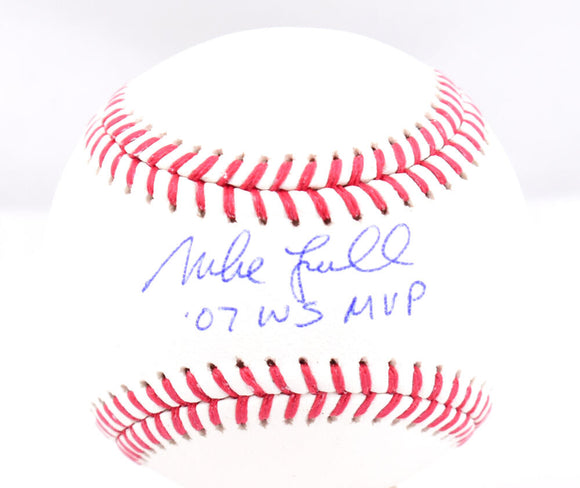 Mike Lowell Autographed Rawlings OML Baseball w/ 07 WS MVP- Beckett W Hologram *Blue Image 1