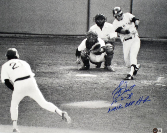 Bucky Dent Autographed Yankees 16x20 B/W Photo w/Walk Off HR-Beckett W Hologram *Blue Image 1