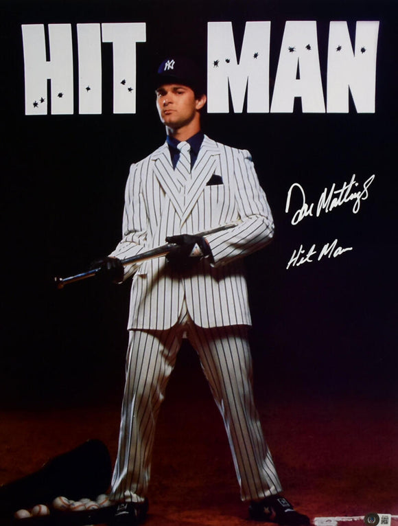 Don Mattingly Autographed Yankees 16x20 Hit Man Photo w/Hit Man - Beckett W Hologram *White Image 1