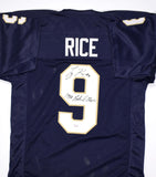 Tony Rice Autographed Navy Blue College Style Jersey w/Natl Champs- Beckett Hologram *Black Image 1