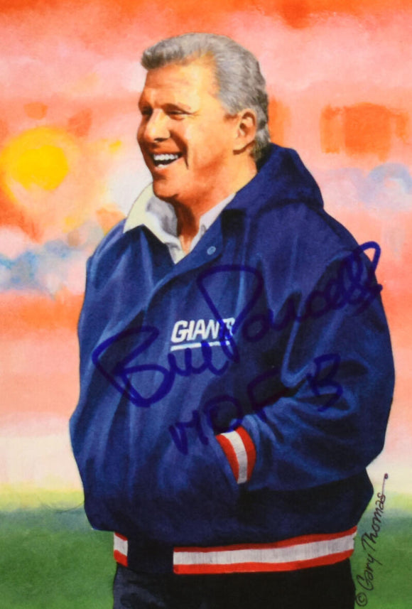 Bill Parcells Autographed New York Giants Goal Line Art Card w/HOF- Beckett W Hologram *Blue Image 1