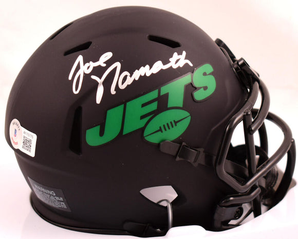 Joe Namath Autographed New York Jets Eclipse Speed Mini Helmet-Beckett W Hologram *Silver Image 1