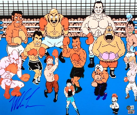 Mike Tyson Autographed 16x20 Punch Out Characters Photo- Beckett W Hologram *Blue Image 1