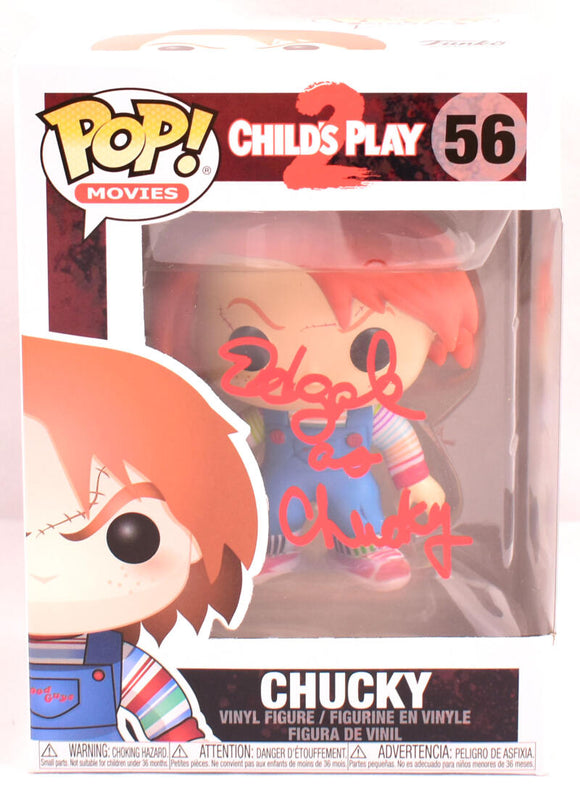 Ed Gale Autographed Chucky Funko Pop Figurine #56 - Beckett W Hologram *Red Image 1