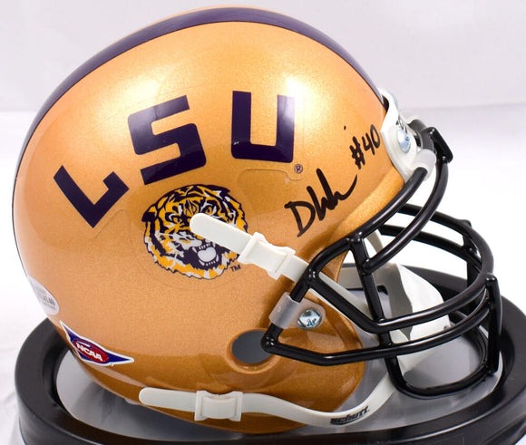 Devin White Autographed LSU Tigers Gold Schutt Mini Helmet- Beckett W *Black Image 1