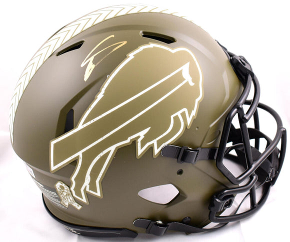 Stefon Diggs Autographed Buffalo Bills F/S Salute to Service Speed Authentic Helmet-Beckett W Hologram *Gold Image 1