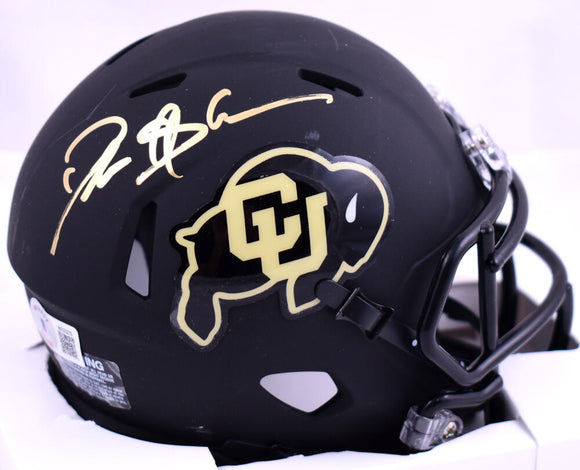 Deion Sanders Autographed Colorado Buffaloes Black Speed Mini Helmet #2-Beckett W Hologram *Gold  Image 1