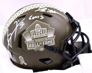 Deion Sanders Ray Lewis Autographed NFL HOF Salute to Service Speed Mini Helmet w/GOATS -Beckett W Hologram *White Image 1