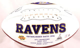 Deion Sanders Ray Lewis Autographed Baltimore Ravens Logo Football- Beckett W Hologram *Black Image 4