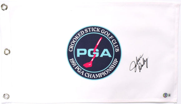 John Daly Autographed 1991 PGA Championship Pin Flag *Right-Beckett W Hologram *Black Image 1