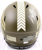 Von Miller Autographed Buffalo Bills F/S Salute To Service Speed Authentic Helmet-Beckett W Hologram *Gold Image 3