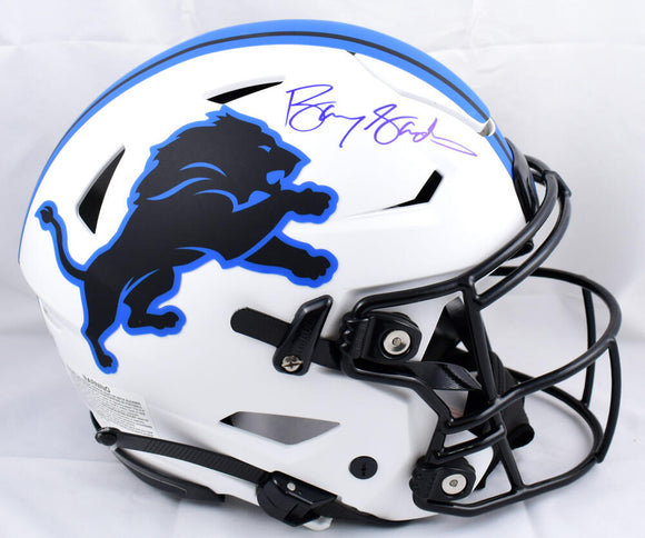Barry Sanders Autographed Detroit Lions F/S Lunar Speed Flex Authentic Helmet-Beckett W Hologram *Blue Image 1