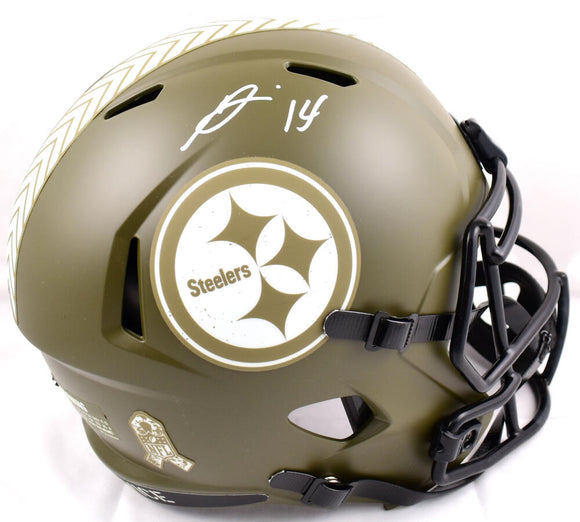 George Pickens Autographed Pittsburgh Steelers F/S Salute to Service Speed Helmet- JSA W *White Image 1