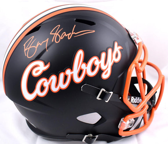Barry Sanders Autographed Oklahoma State Cowboys F/S Black Speed Helmet-Beckett Hologram *Orange Image 1