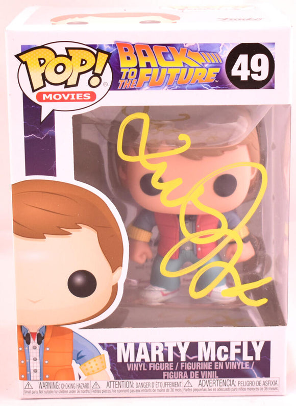 Michael J. Fox Autographed Marty in Future Funko Pop Figurine #49- JSA W *Yellow Image 1