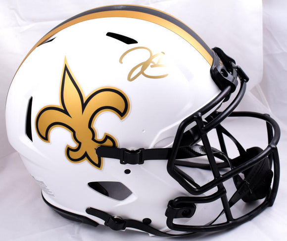 Derek Carr Autographed New Orleans Saints F/S Lunar Speed Authentic Helmet-Beckett W Hologram *Gold Image 1