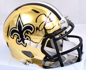 Derek Carr Autographed New Orleans Saints Chrome Speed Mini Helmet