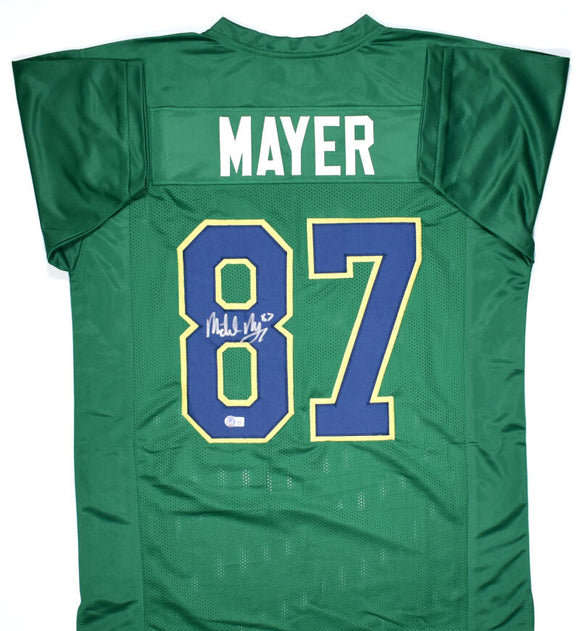 Michael Mayer Autographed Green Alt College Style Jersey-Ba W Hologram *Silver Image 1