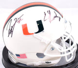 Ray Lewis Ed Reed Autographed Miami Hurricanes White Schutt Mini Helmet- Beckett W Hologram *Black Image 1