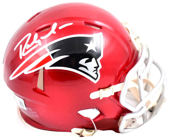 Randy Moss Autographed New England Patriots Flash Speed Mini Helmet-Beckett W Hologram *Silver Image 1