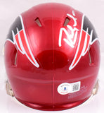 Randy Moss Autographed New England Patriots Flash Speed Mini Helmet-Beckett W Hologram *Silver Image 3