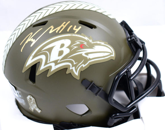 Kyle Hamilton Autographed Baltimore Ravens Salute to Service Speed Mini Helmet-Beckett W Hologram *Gold Image 1